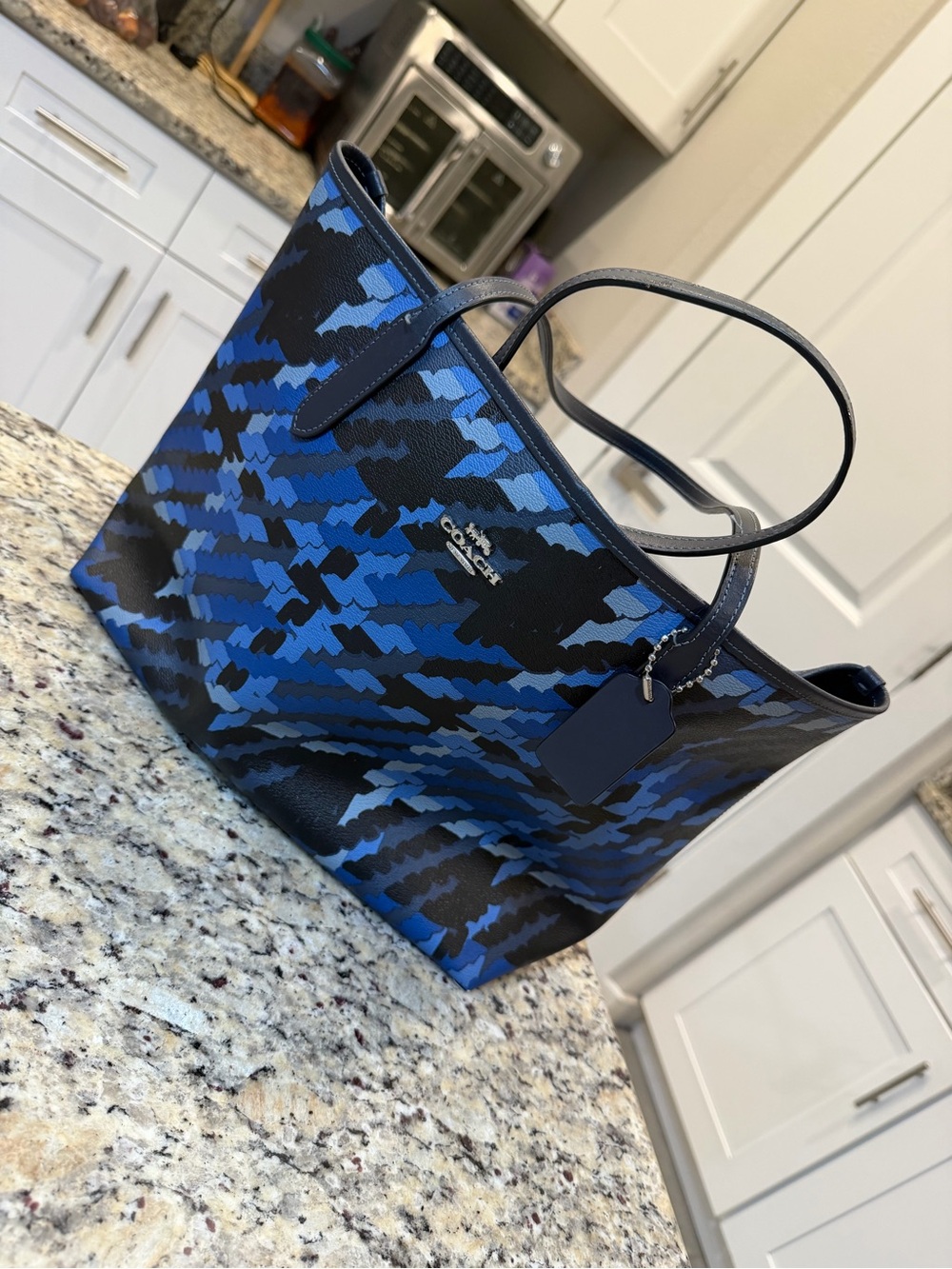 Coach Blue and Black Camo Tote